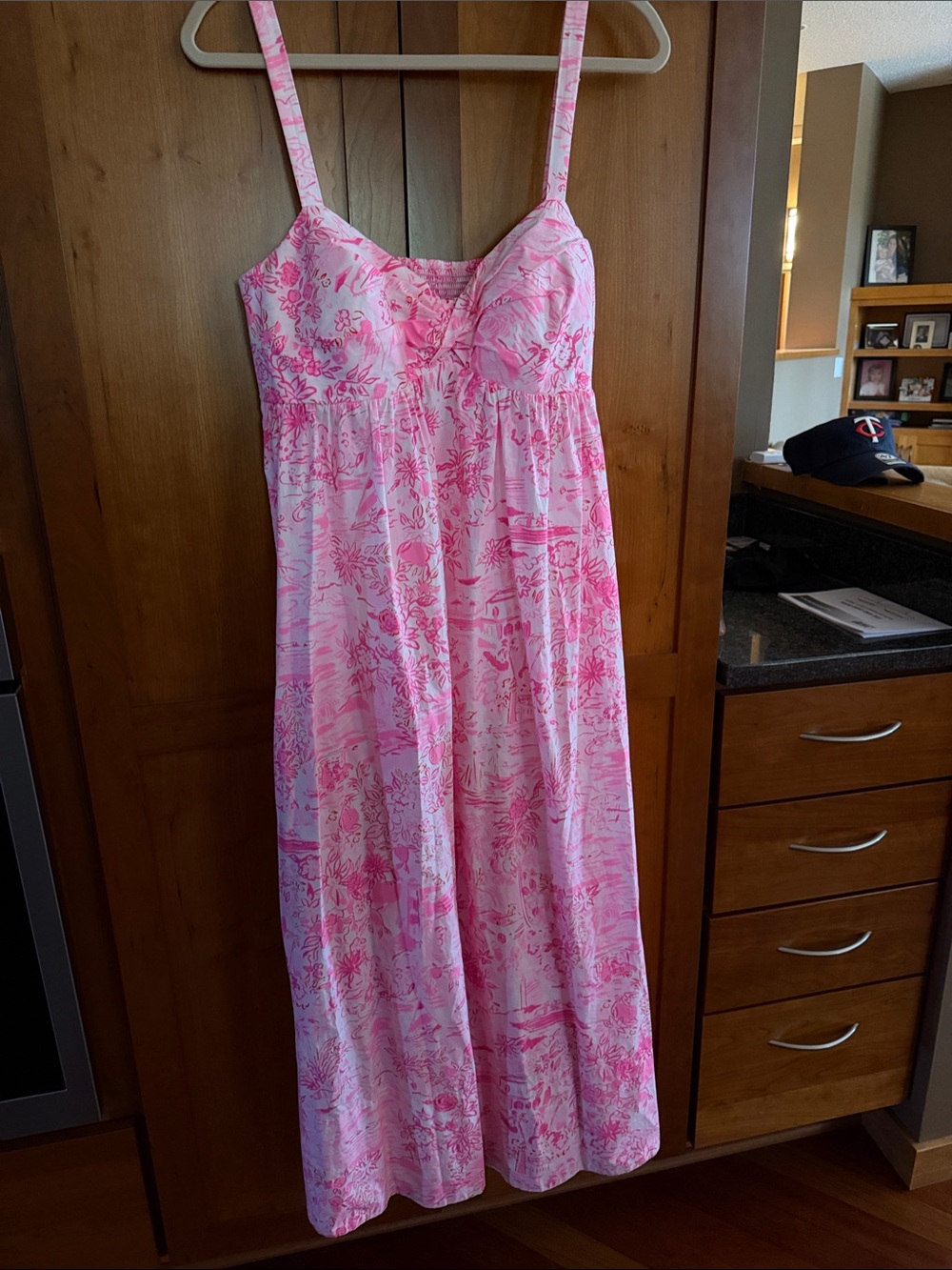 Lilly Pulitzer Pink & White Floral Maxi Slip Dress